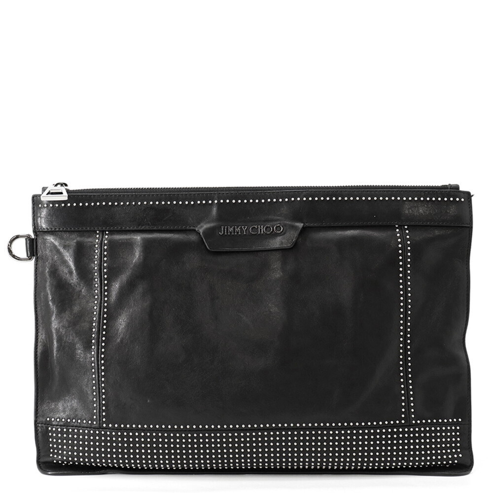 Jimmy Choo clutch bag, studded leather, JIMMY CHOO handbag, black, Choo,